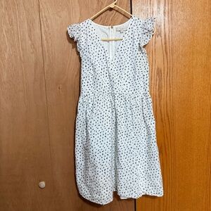 LOFT white  Midi Dress with Black Pattern